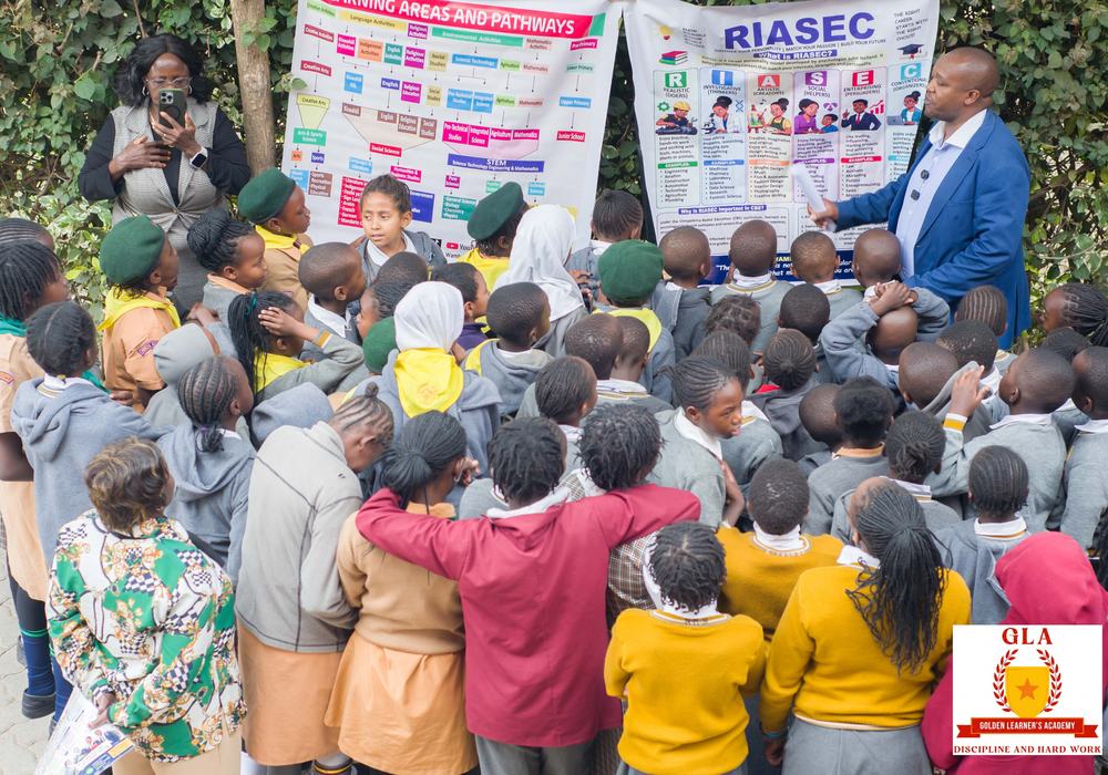 Golden Learners pupils at a school assembly